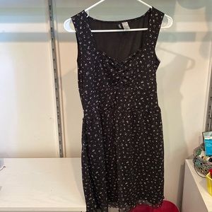 Black floral dress with square neckline